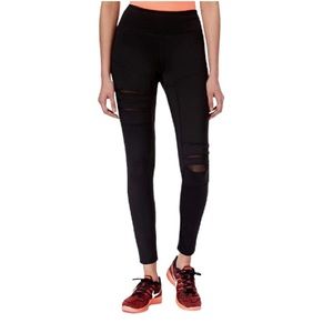 Jessica Simpson The Warm Up Juniors' Ripped Mesh-Trim Leggings